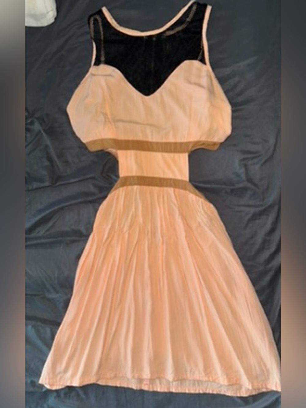 Peach Mesh Panel Cutout Dress - Picture 2 of 3